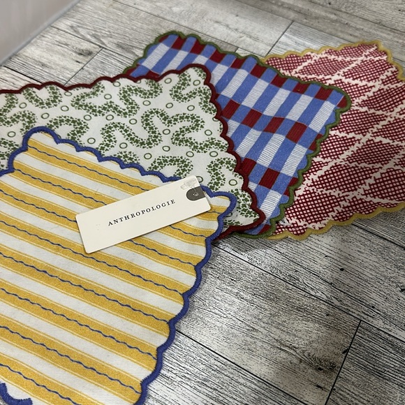 Anthropologie Matilda Goad & Co. Cocktail napkins set of 4 size 6” square - Picture 2 of 3